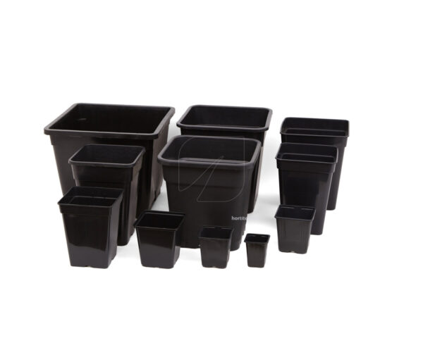 Maceta cuadrada negra (7 x 7 x 8 cm) (112 u) (0.23 l)